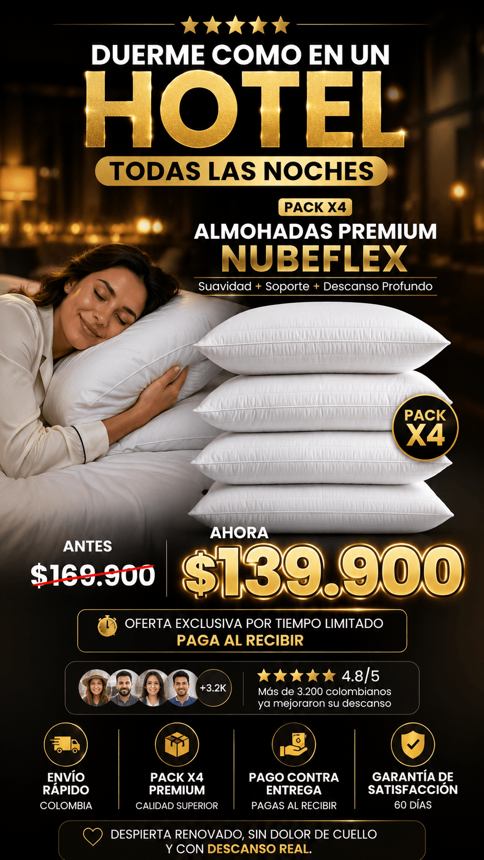 ALMOHADA SILICONADA PACK X4