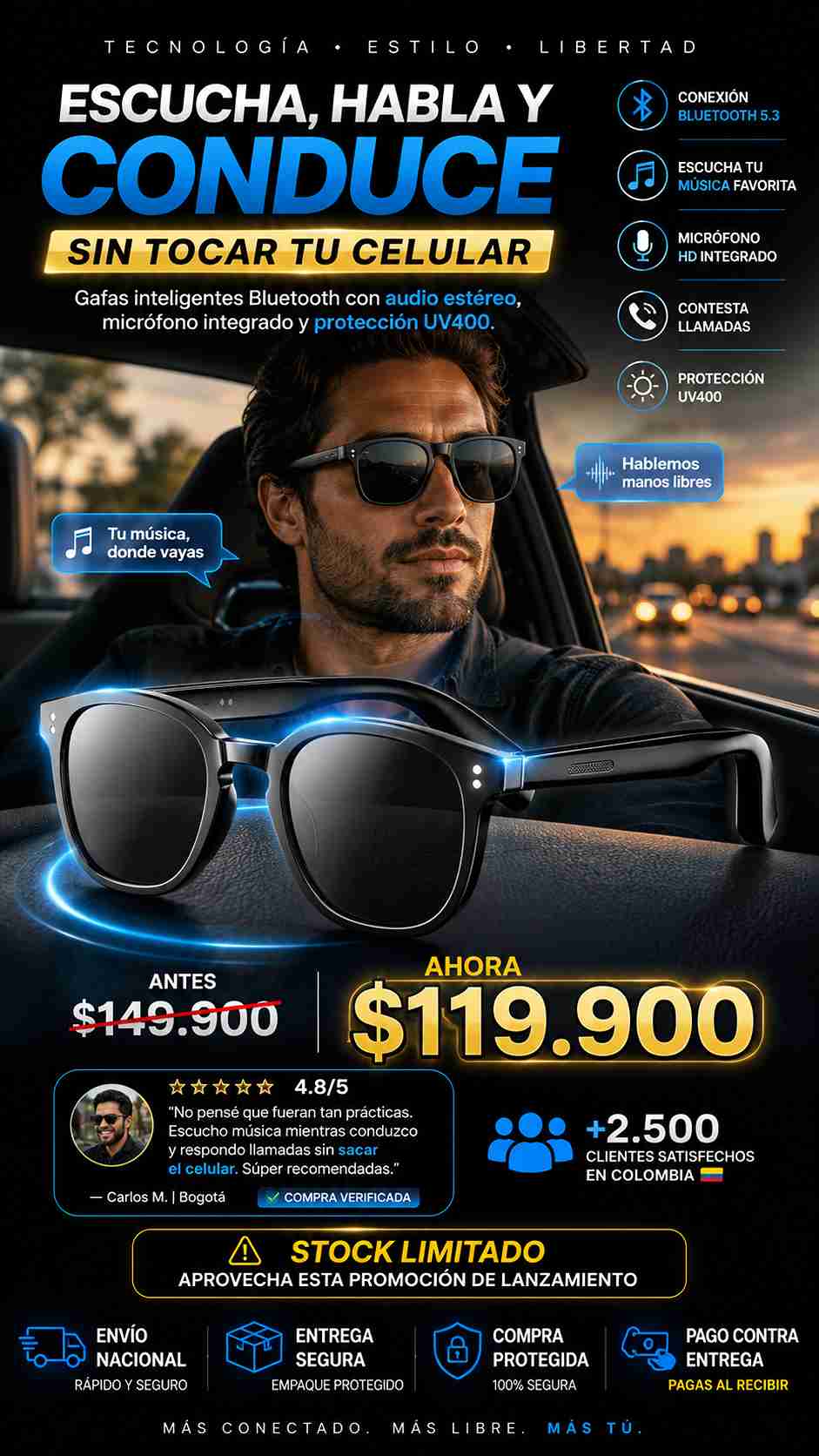 GAFAS INTELIGENTES BLUETOOTH