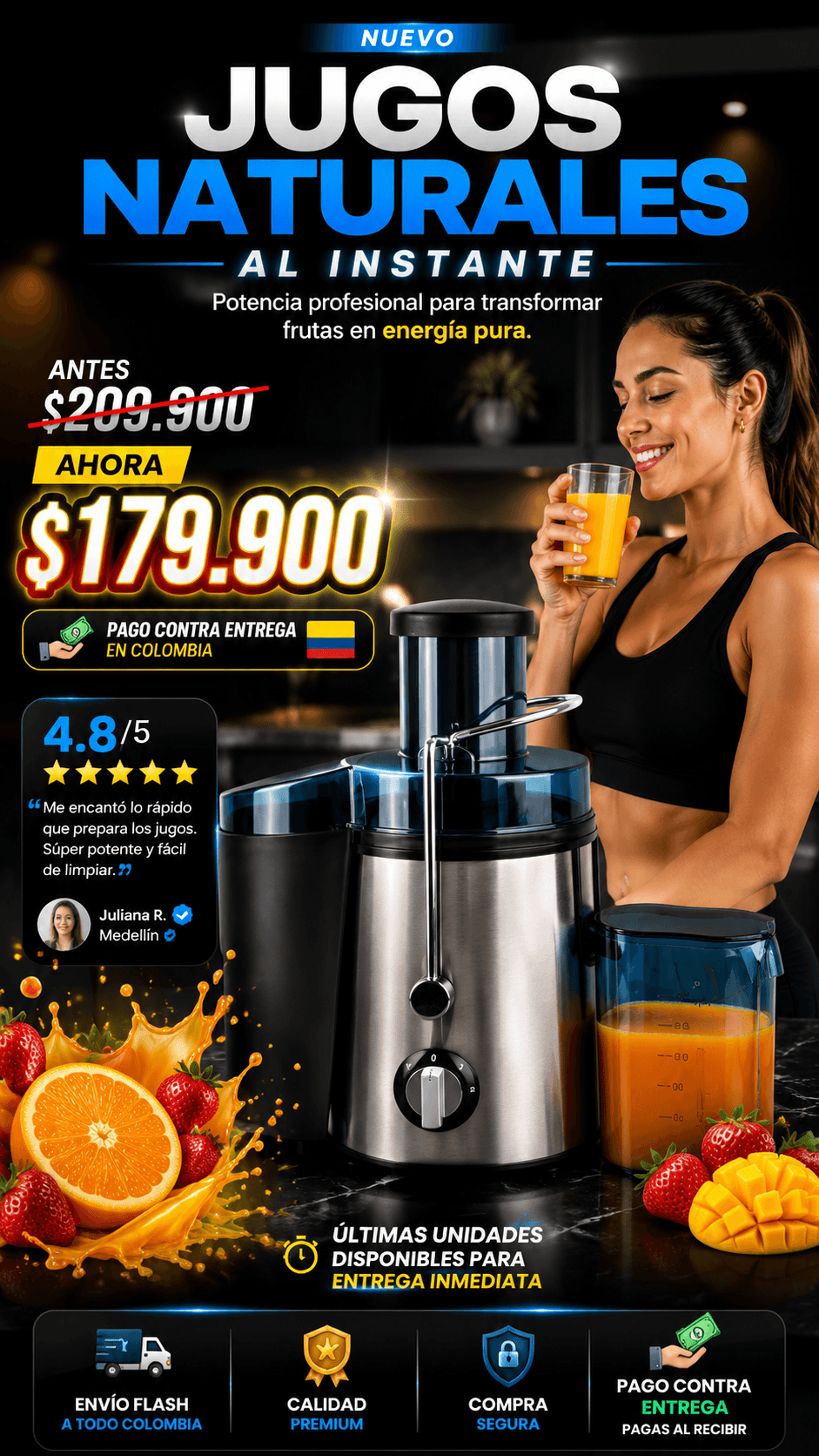 EXTRACTOR JUGO 400 W FRUTAS Y VERDURAS