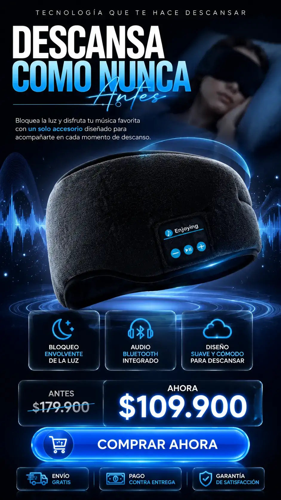 ANTIFAZ INTELIGENTE PARA DORMIR CON BLUETOOTH