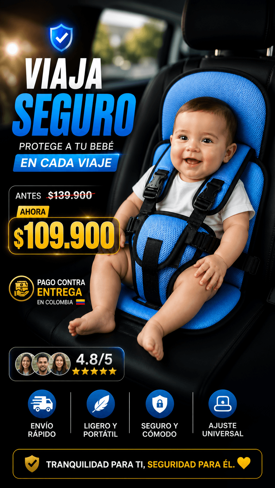 SILLA DE CARRO PARA BEBES TM (COLOR POR DISPONIBILIDAD)