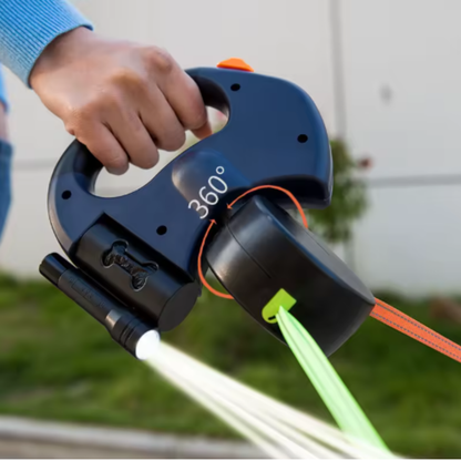 CORREA ANTI-ENREDOS 360 DOBLE PARA MASCOTAS (CON LINTERNA)