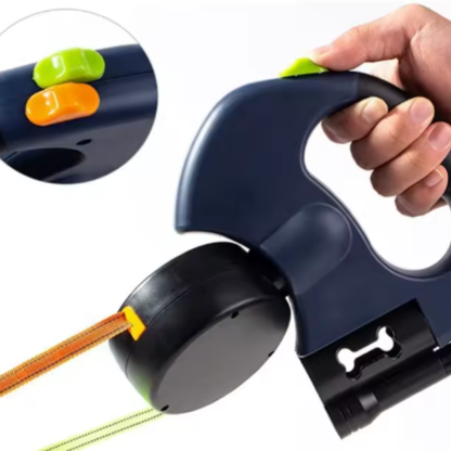 CORREA ANTI-ENREDOS 360 DOBLE PARA MASCOTAS (CON LINTERNA)