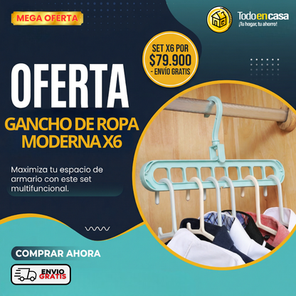 6 GANCHOS PARA ROPA MODERNO