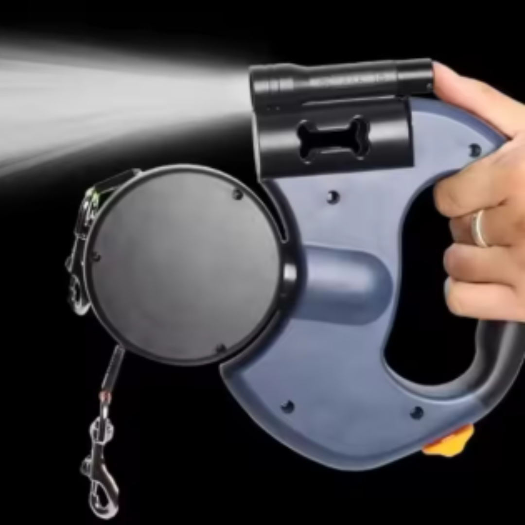 CORREA ANTI-ENREDOS 360 DOBLE PARA MASCOTAS (CON LINTERNA)