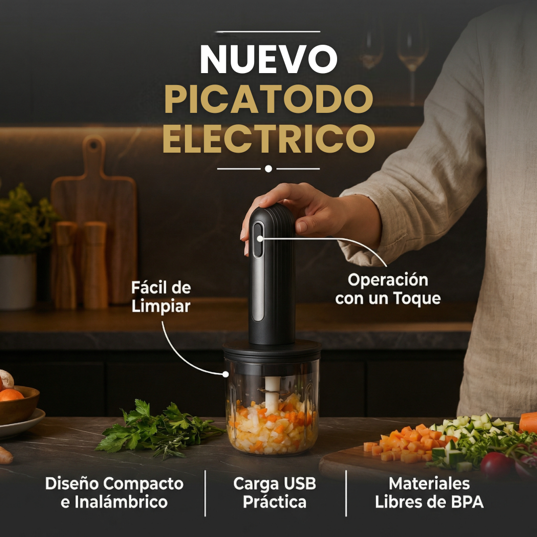 PICATODO ELECTRICO (1 Taza de 400ml y 3 Tazas de 200ml) + 2 Cuchillas