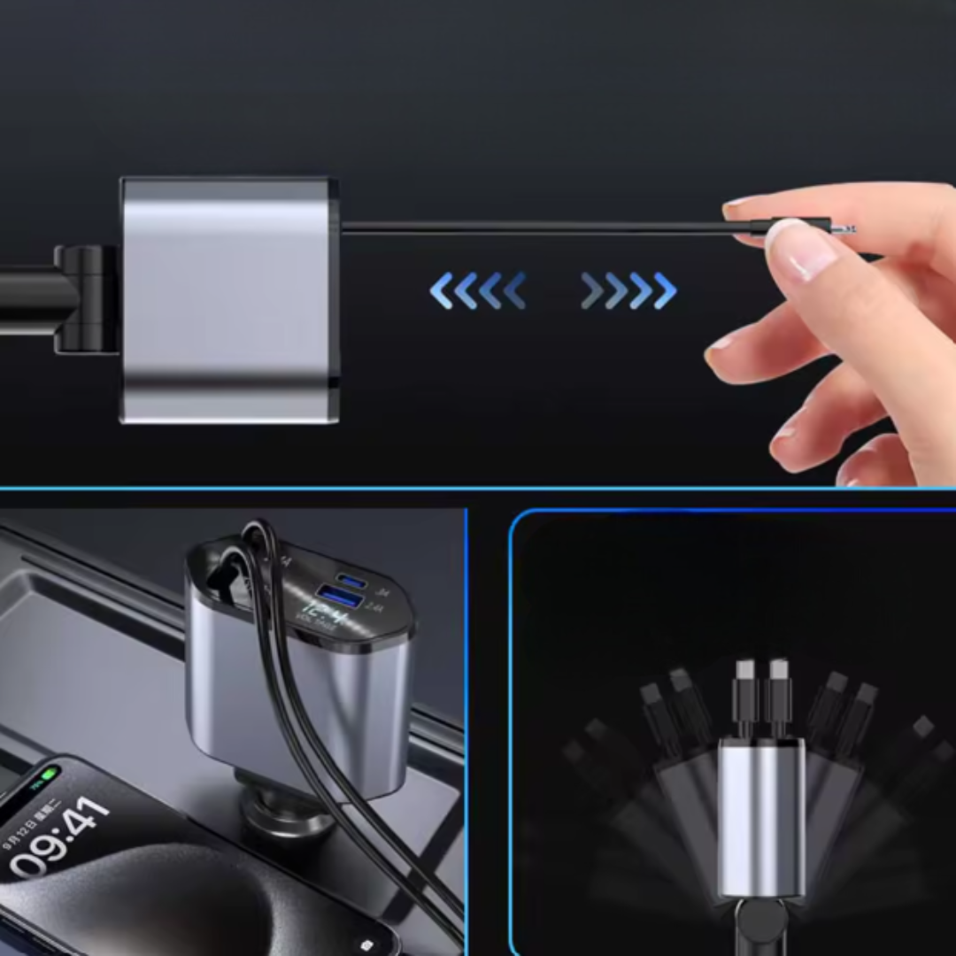 CARGADOR PARA CARRO 4 EN 1