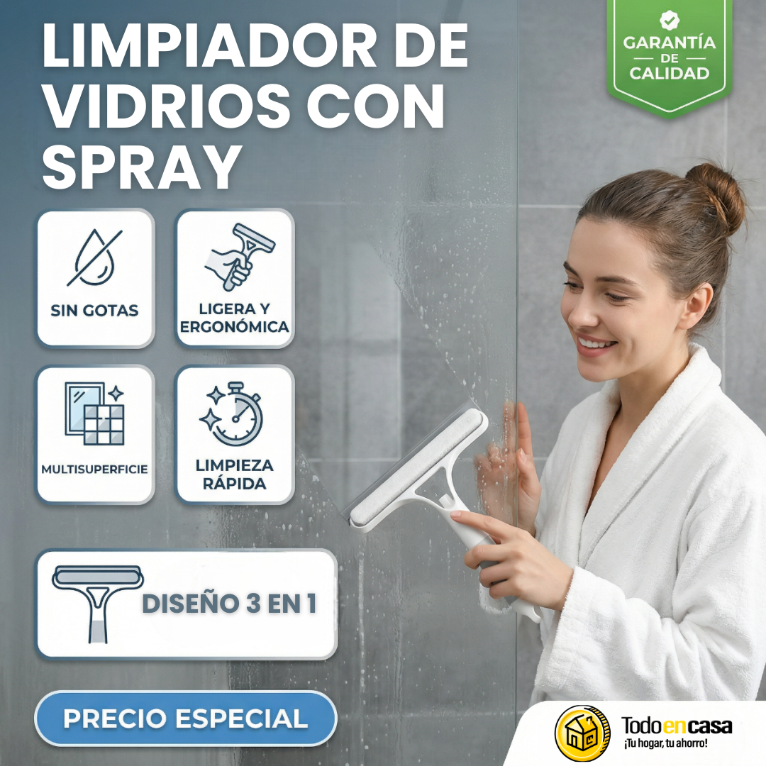 LIMPIADOR DE VIDRIOS CON SPRAY (3 EN 1) COLOR SUJETO A DISPONIBILIDAD