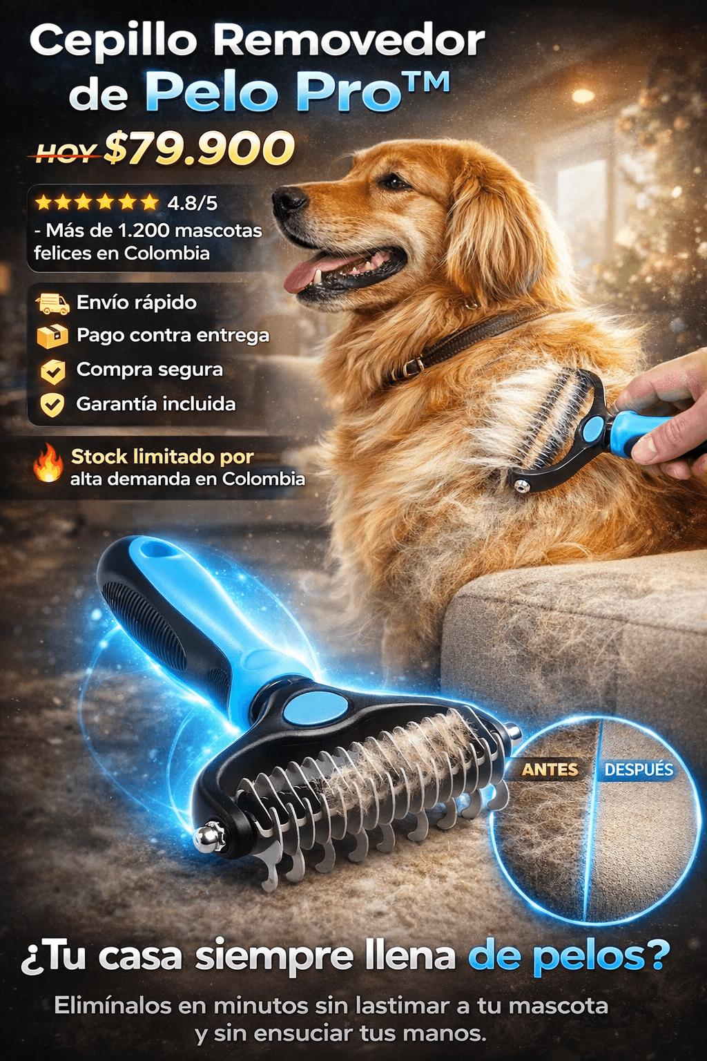 CEPILLO QUITA NUDOS PARA MASCOTAS