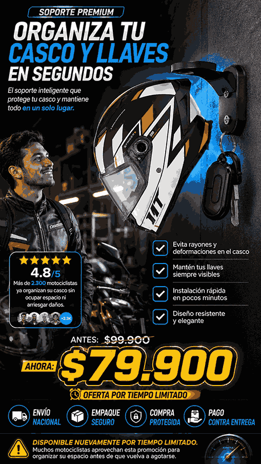 SOPORTE DE PARED PARA CASCO DE MOTO