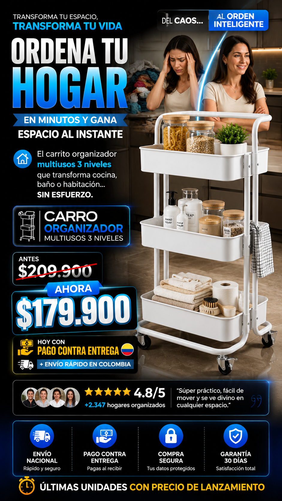 CARRITO ORGANIZADOR 3 NIVELES