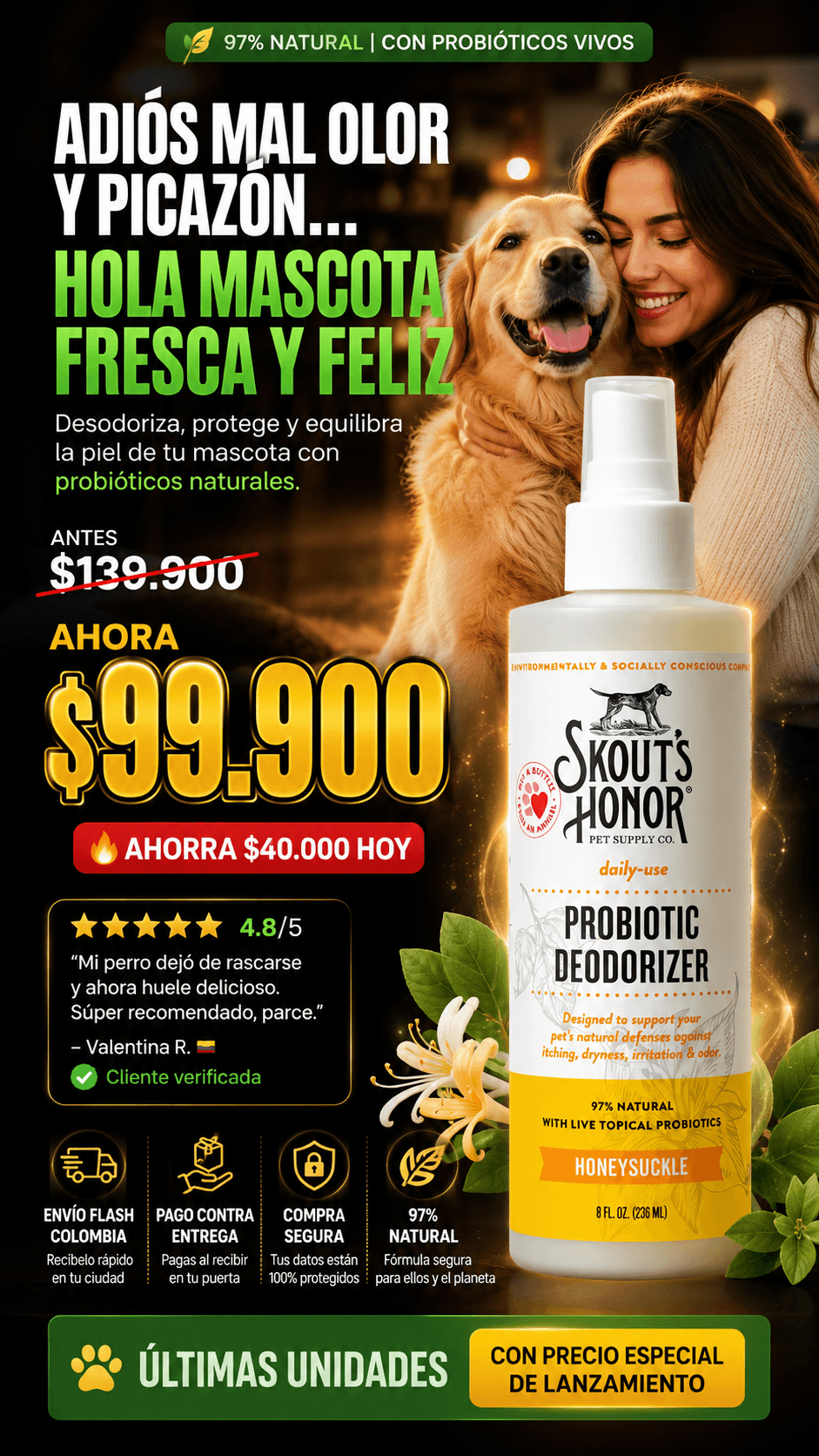 SPRAY PREMIUM PARA MASCOTAS CON PROBIÓTICOS
