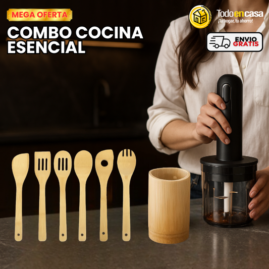 PICATODO ELECTRICO + UTENSILIOS DE BAMBÚ X6