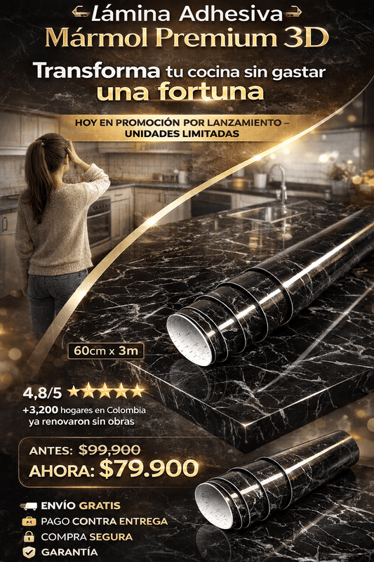 ROLLO ADHESIVO MARMOL NEGRO 60CM X 3M